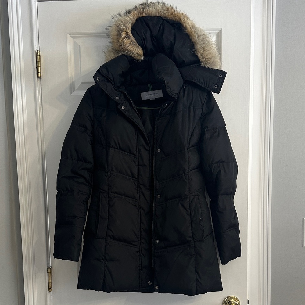 Marc New York Black Puffer Coat with detachable fur hood